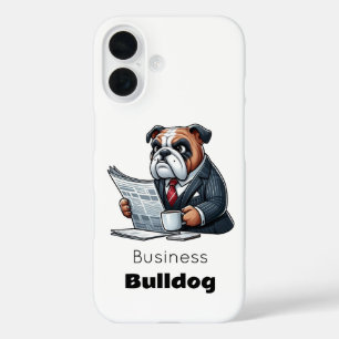Funda iPhone 16 "Bulldog de Negocios - Perro Divertido con Traje"