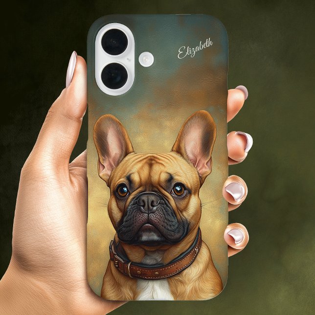 Funda iPhone 16 Bulldog francés personalizado Fawn Frenchie (French Bulldog Personalized Fawn Frenchie Case-Mate iPhone Case)