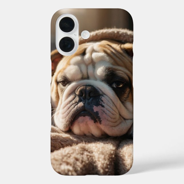 Funda iPhone 16 Bulldog somnoliento (Reverso )