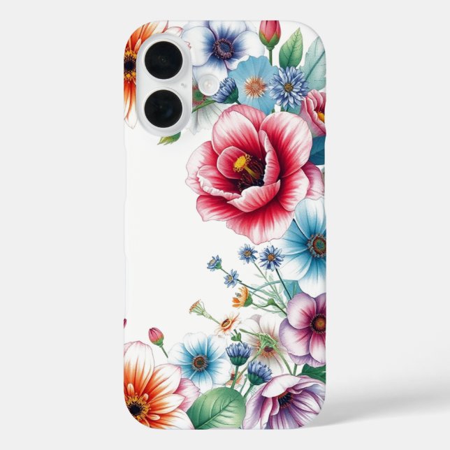 Funda iPhone 16 Bunch of Flowers Elegant Watercolor (Reverso )