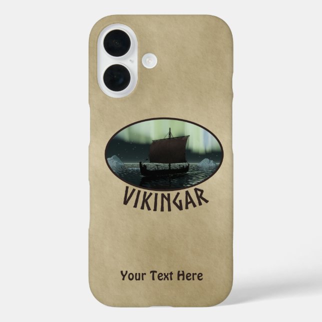 Funda iPhone 16 Buque Viking Y Luces Del Norte (Reverso )
