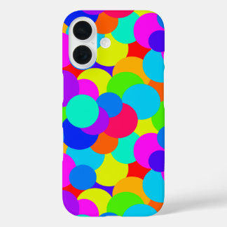 Funda iPhone 16 Burbujas divertidas Neon Rainbow