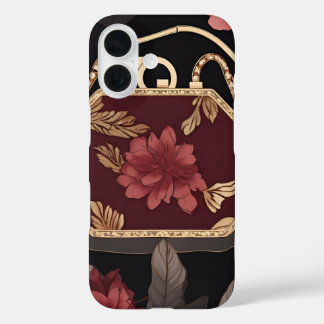 Funda iPhone 16 Burgundy Gold AI art 