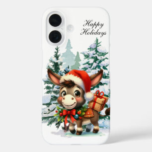 Funda iPhone 16 burro festivo de las fiestas navideñas