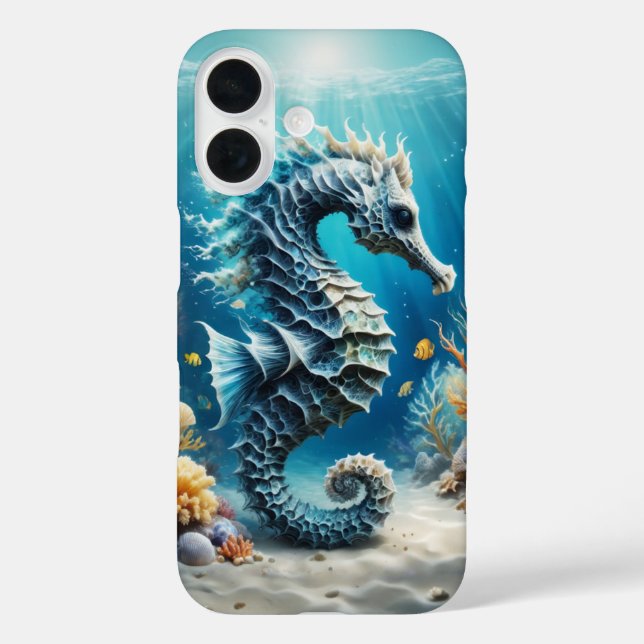 Funda iPhone 16 Caballito de mar bajo el agua (Reverso )