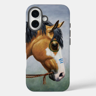 Funda iPhone 16 Caballo de Guerra Nativo Americano Buckskin Pinto