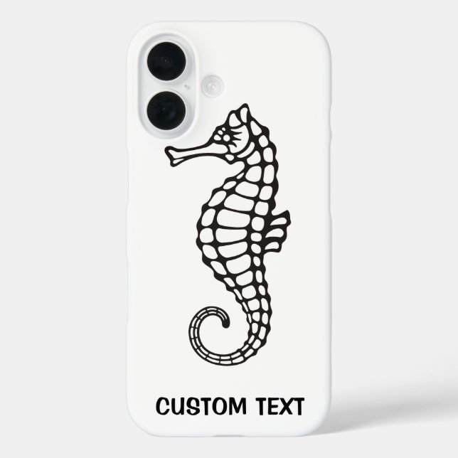Funda iPhone 16 Caballo de mar negro (Reverso )