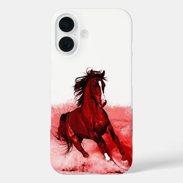 Funda iPhone 16 Caballo en marcha (Reverso )