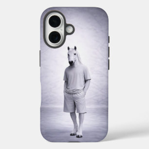 Funda iPhone 16 Caballo Mínimo con Ropa Moderna Casual