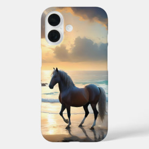 Funda iPhone 16 Caballo Palomino En La Playa,