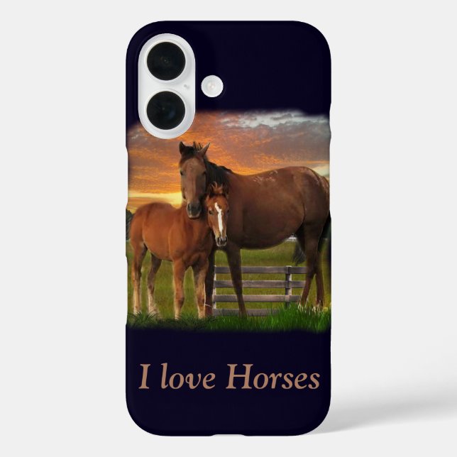 Funda iPhone 16 Caballo y pony (Reverso )