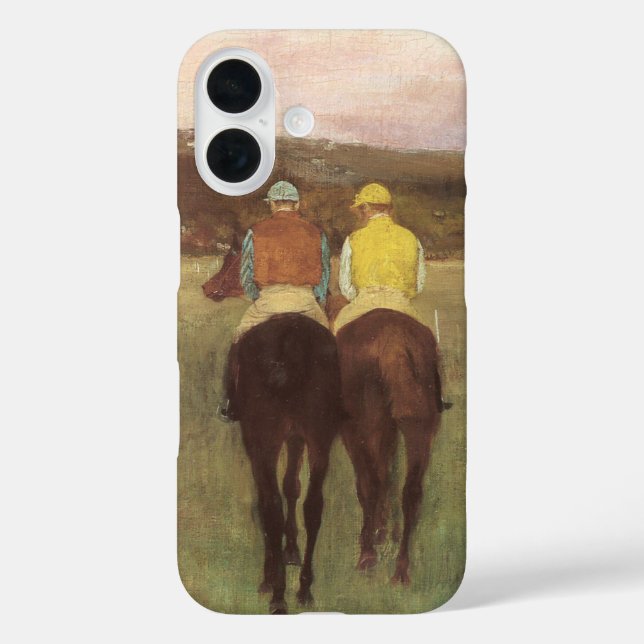 Funda iPhone 16 Caballos de carreras en Longchamp por Edgar Degas (Reverso )