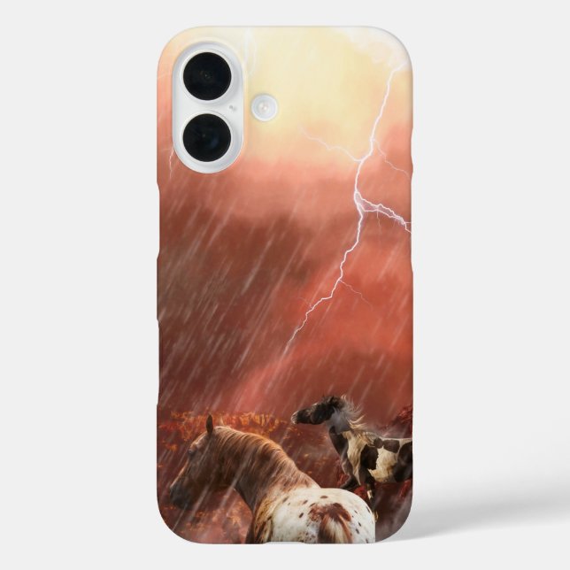 FUNDA iPhone 16 CABALLOS SALVAJES TORMENTA DESIERTA (Reverso )