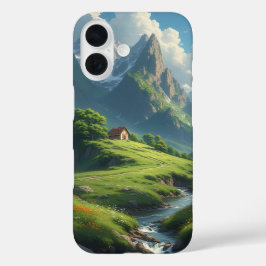 Funda iPhone 16 Cabaña junto al río alpino