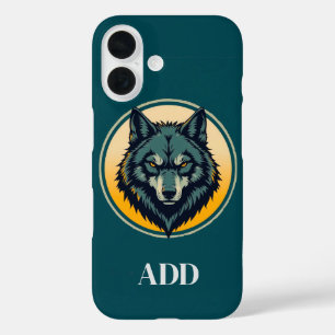 Funda iPhone 16 Cabeza de lobo con fondo circular