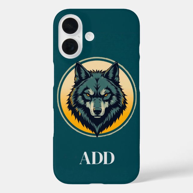 Funda iPhone 16 Cabeza de lobo con fondo circular (Reverso )