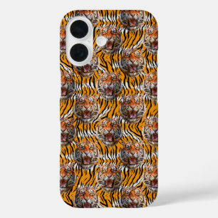 Funda iPhone 16 Cabeza De Tigre Sobre El Diseño De Impresión Anima