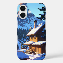 Funda iPhone 16 Cabina de montaña de invierno