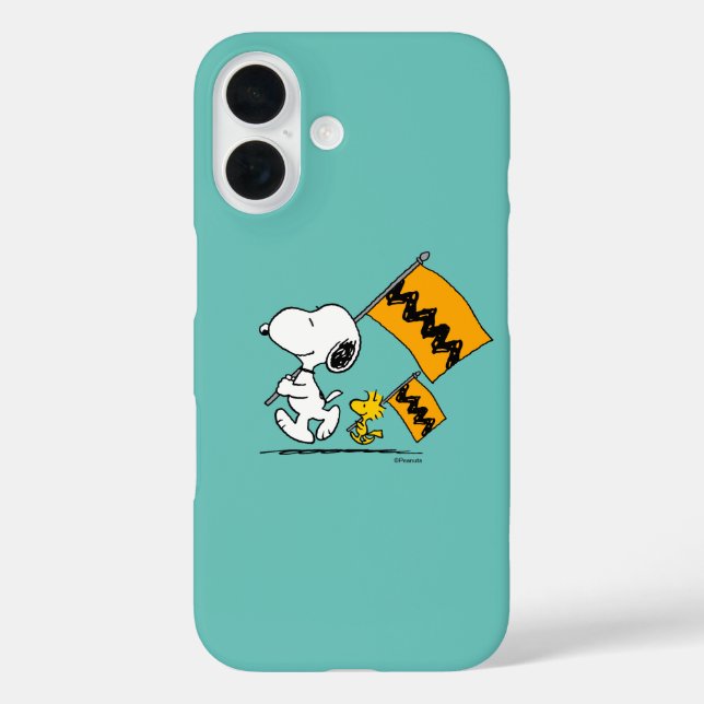Funda iPhone 16 Cacahuetes | Banderas Snoopy & Woodstock (Reverso )