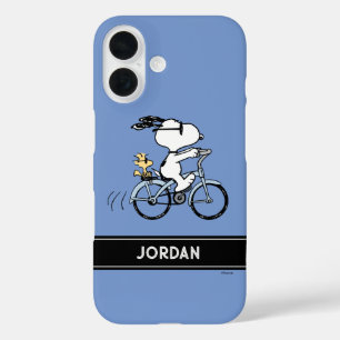 Funda iPhone 16 Cacahuetes   Bicicleta Snoopy & Woodstock