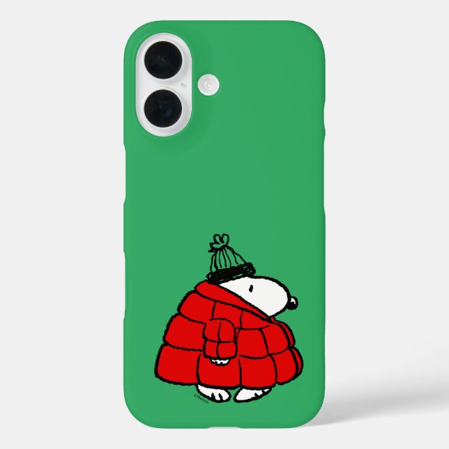 Funda iPhone 16 Cacahuetes | Chaqueta Snoopy Red Puffer (Reverso )