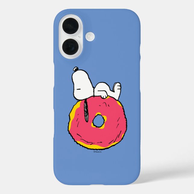 Funda iPhone 16 Cacahuetes | Donut rosado Snoopy (Reverso )