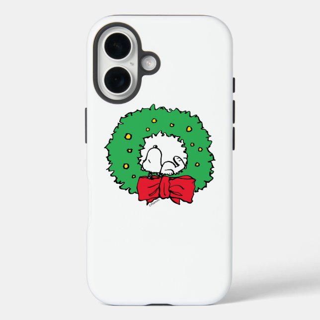Funda iPhone 16 Cacahuetes | Wreath de Navidades Snoopy (Reverso )