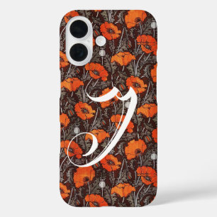 Funda iPhone 16 CACHORA ROJA Poppy Floral Blava Blanco Monograma