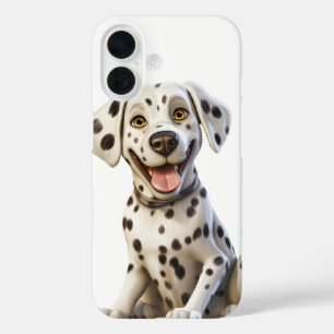 FUNDA iPhone 16 CACHORRO DE DALMATA CON CARA FELIZ