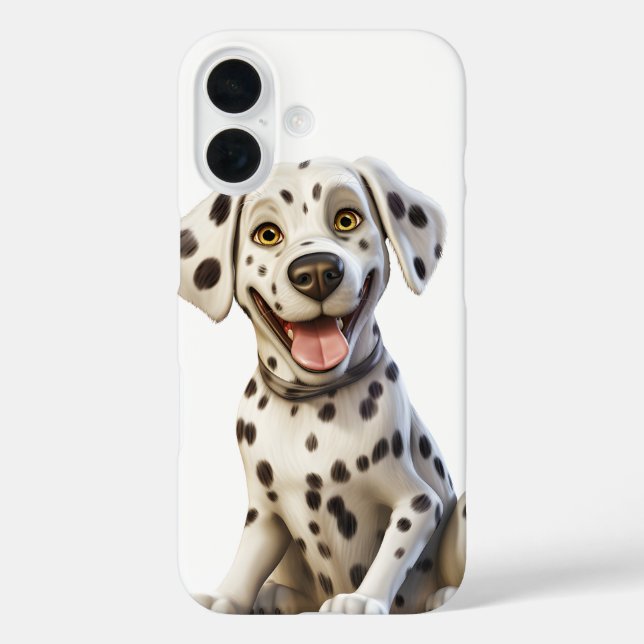 FUNDA iPhone 16 CACHORRO DE DALMATA CON CARA FELIZ (Reverso )