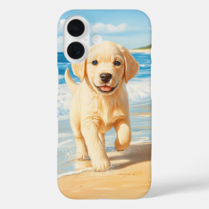 Funda iPhone 16 Cachorro de Labrador Retriever en la Playa