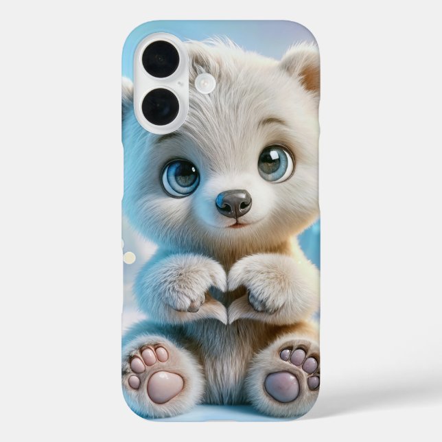 Funda iPhone 16 Cachorro de oso polar  (Reverso )
