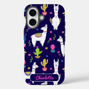 Funda iPhone 16 Cactus de Alpaca Colorido Lindo Nombre Personaliza