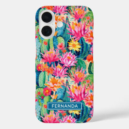 Funda iPhone 16 Cactus Floridos Personalizados Coloridos