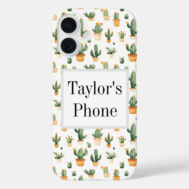 Funda iPhone 16 Cactus pulido en blanco (Reverso )
