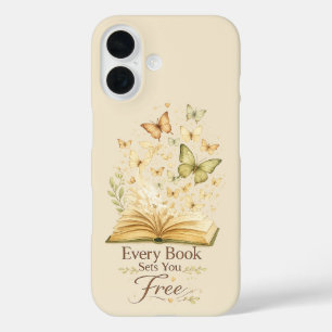 Funda iPhone 16 Cada Libro Te Libera Mariposa Amante De Los Libr