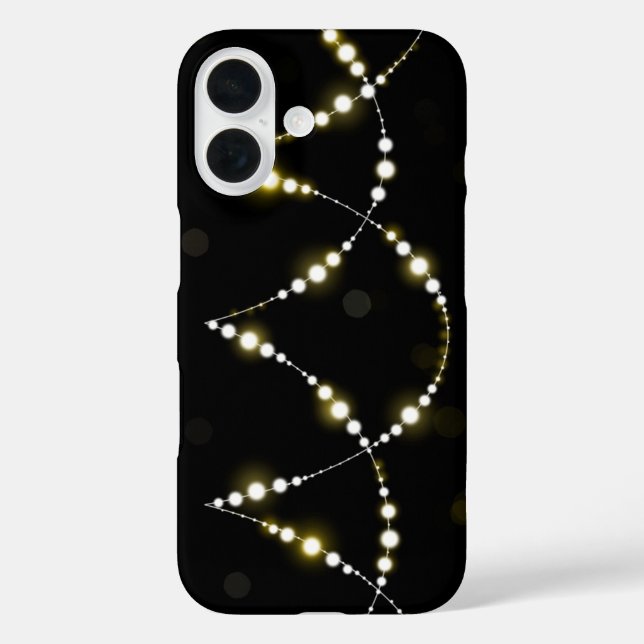 Funda iPhone 16 Cadena de luces brillantes en negro (Reverso )
