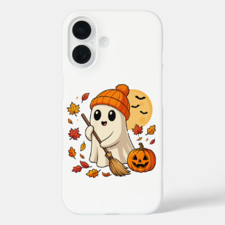 Funda iPhone 16 Café Fantasma de Halloween Calabaza Mujeres Tempor