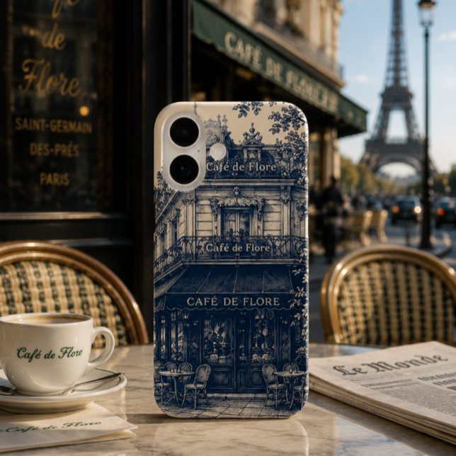 Funda iPhone 16 Café Parisino Azul Blanco (Subido por el creador)