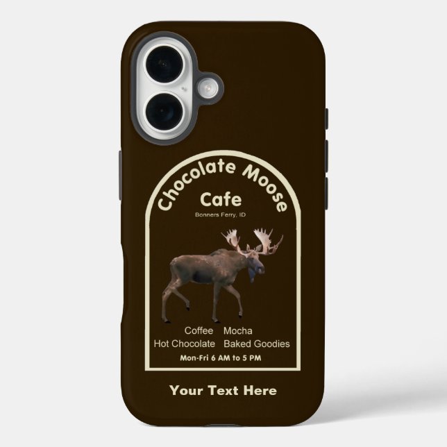 Funda iPhone 16 Cafetería de chocolate Moose (Reverso )