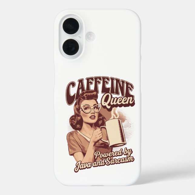 Funda iPhone 16 Caffeine Queen - Diseño retro de Java y Sarcasm (Reverso )