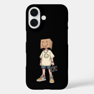 Funda iPhone 16 Caja de cabeza de niño Estética de ropa urbana Fun