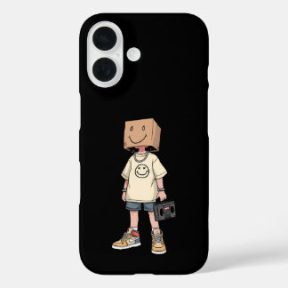 Funda iPhone 16 Caja de cabeza de niño Estética de ropa urbana Fun