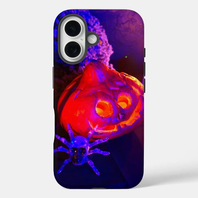 Funda iPhone 16 Calabazas de neón (Reverso )