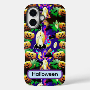 Funda iPhone 16 Calabazas espeluznantes y patrón opulentos de Hall