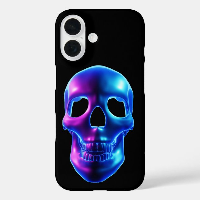 Funda iPhone 16 Calavera de neón (Reverso )