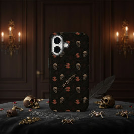 Funda iPhone 16 Calaveras góticas y Ravens Dark Halloween