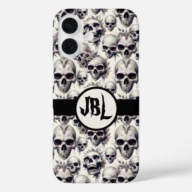 Funda iPhone 16 Calaveras monocromáticas (Reverso )