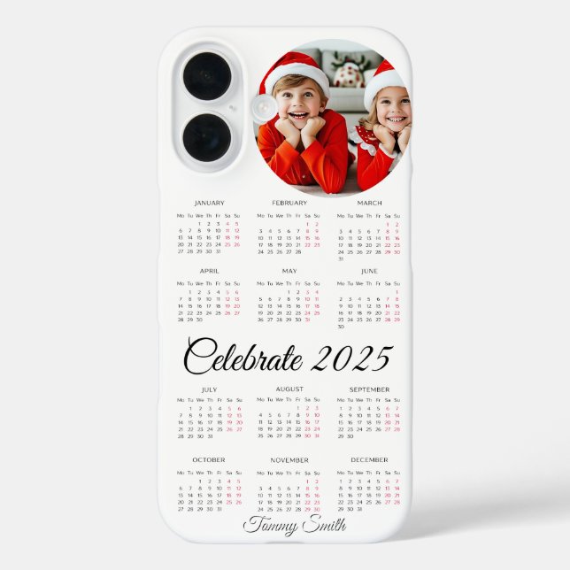 Funda iPhone 16 Calendario fotográfico personalizado 2025 (Reverso )
