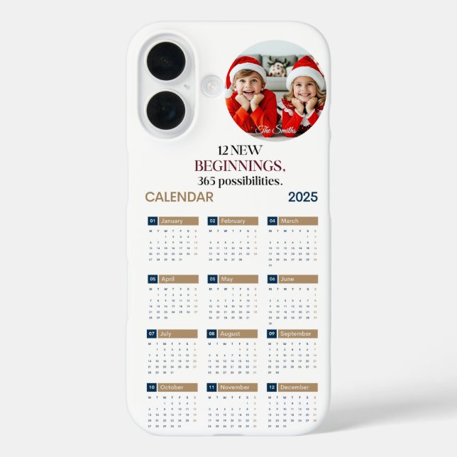Funda iPhone 16 Calendario personalizado 2025 (Reverso )